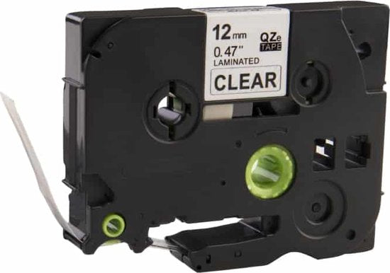 Huismerk label tape voor Brother TZe-131 Zwart op Transparant
